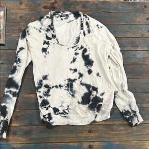 Michael Lauren white and black tie dye top women’s size large open shoulder